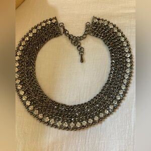Gun‎ Metal Cleopatra Collar Necklace with Clear Stones